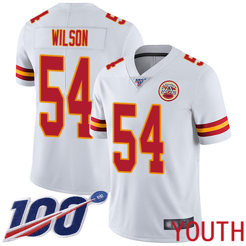 Youth Kansas City Chiefs #54 Wilson Damien White Vapor Untouchable Limited Player 100th Season Nike NFL Jersey->nfl t-shirts->Sports Accessory